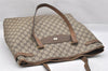 Authentic GUCCI Vintage Shoulder Tote Bag GG PVC Leather Brown 9915I