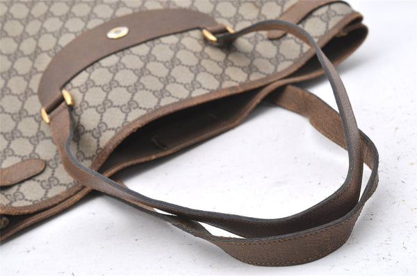 Authentic GUCCI Vintage Shoulder Tote Bag GG PVC Leather Brown 9915I