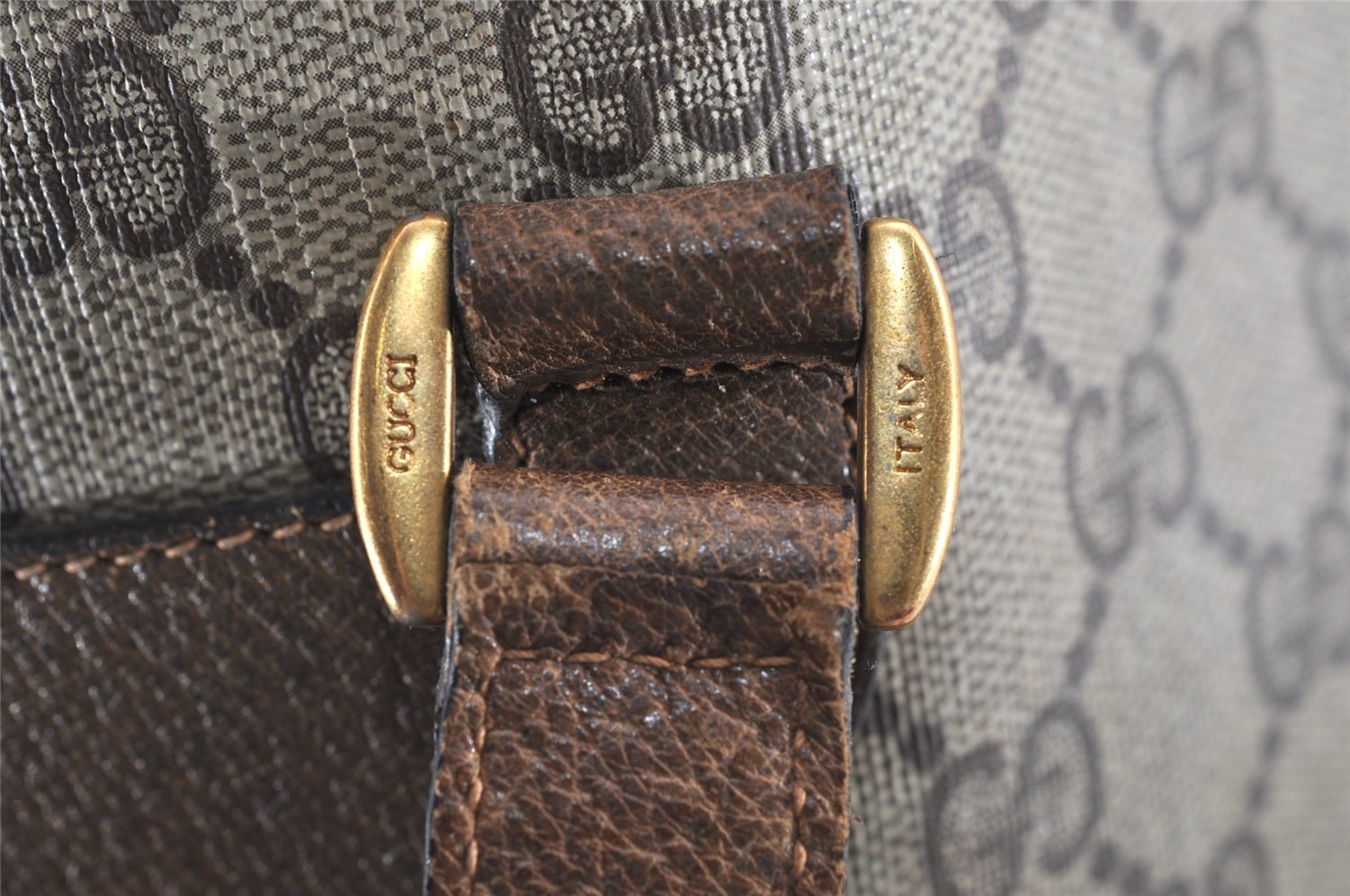 Authentic GUCCI Vintage Shoulder Tote Bag GG PVC Leather Brown 9915I