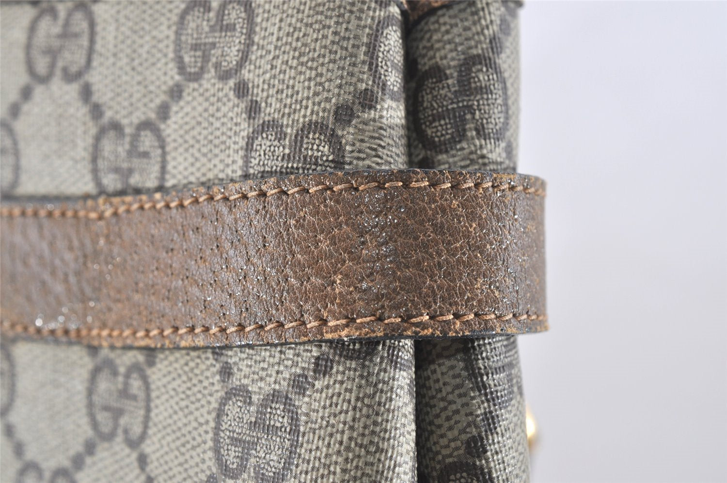 Authentic GUCCI Vintage Shoulder Tote Bag GG PVC Leather Brown 9915I