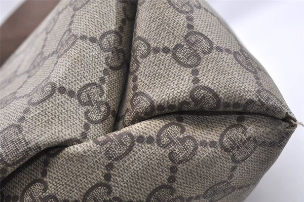 Authentic GUCCI Vintage Shoulder Tote Bag GG PVC Leather Brown 9915I