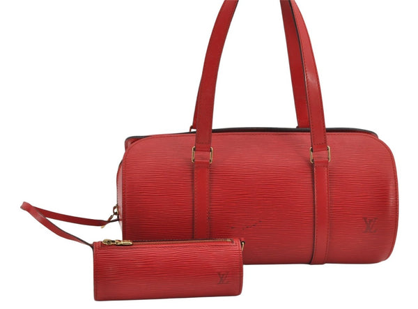 Authentic Louis Vuitton Epi Soufflot Hand Bag Red M52227 LV 9916J