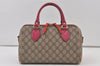 Authentic GUCCI 2Way Shoulder Hand Bag Purse GG PVC Enamel 409529 Brown 9917J