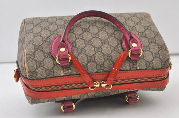 Authentic GUCCI 2Way Shoulder Hand Bag Purse GG PVC Enamel 409529 Brown 9917J