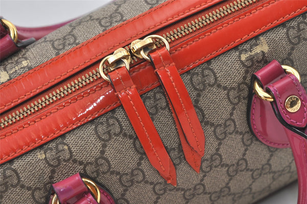 Authentic GUCCI 2Way Shoulder Hand Bag Purse GG PVC Enamel 409529 Brown 9917J