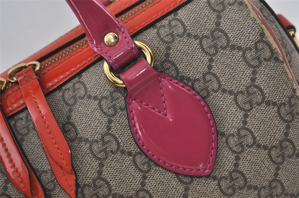 Authentic GUCCI 2Way Shoulder Hand Bag Purse GG PVC Enamel 409529 Brown 9917J