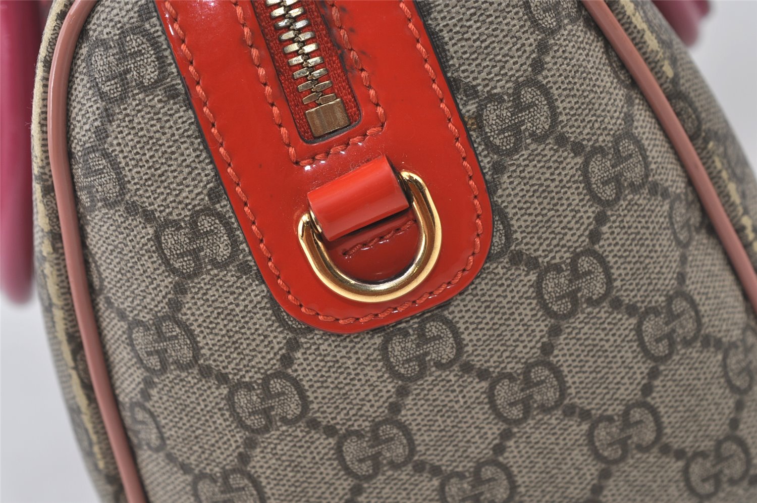 Authentic GUCCI 2Way Shoulder Hand Bag Purse GG PVC Enamel 409529 Brown 9917J