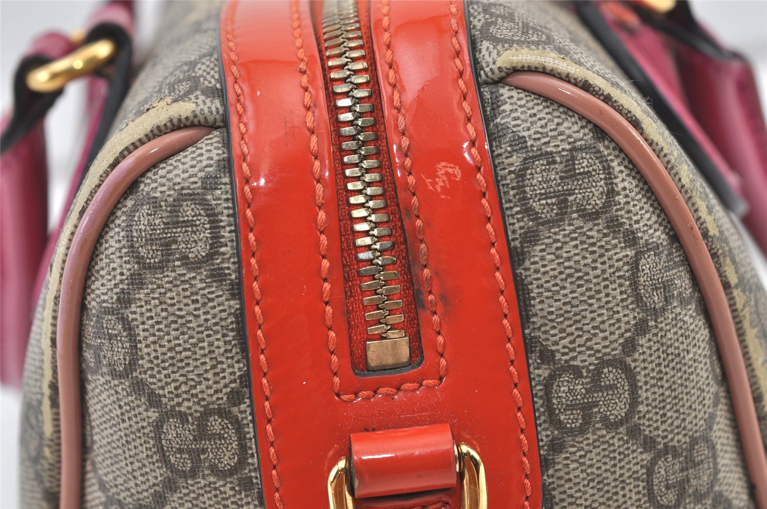 Authentic GUCCI 2Way Shoulder Hand Bag Purse GG PVC Enamel 409529 Brown 9917J