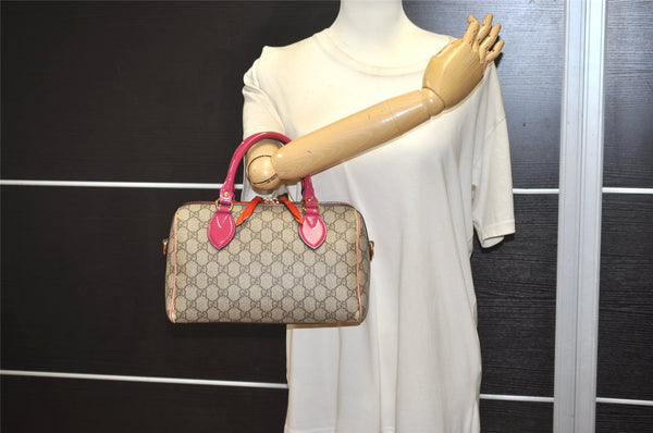 Authentic GUCCI 2Way Shoulder Hand Bag Purse GG PVC Enamel 409529 Brown 9917J