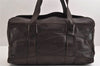 Authentic CELINE Vintage Hand Boston Bag Leather Brown 9920J