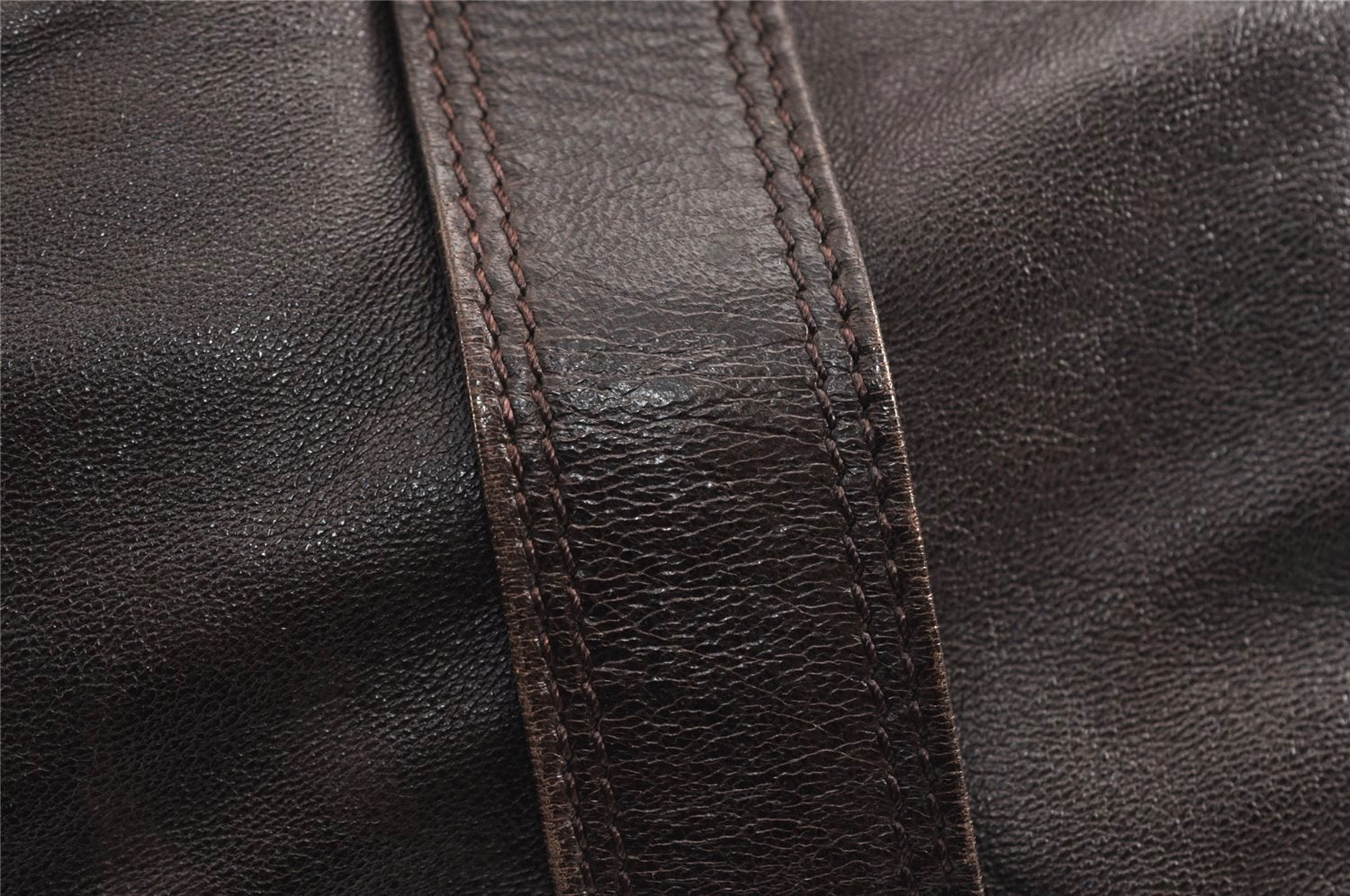 Authentic CELINE Vintage Hand Boston Bag Leather Brown 9920J