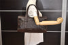 Authentic CELINE Vintage Hand Boston Bag Leather Brown 9920J