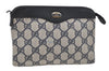 Authentic GUCCI Vintage Pouch Purse GG PVC Leather Navy Blue 9922I