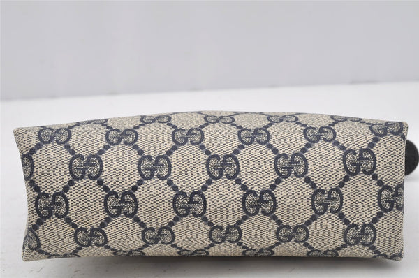 Authentic GUCCI Vintage Pouch Purse GG PVC Leather Navy Blue 9922I