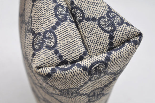 Authentic GUCCI Vintage Pouch Purse GG PVC Leather Navy Blue 9922I