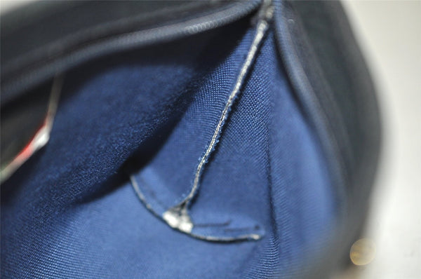 Authentic GUCCI Vintage Pouch Purse GG PVC Leather Navy Blue 9922I