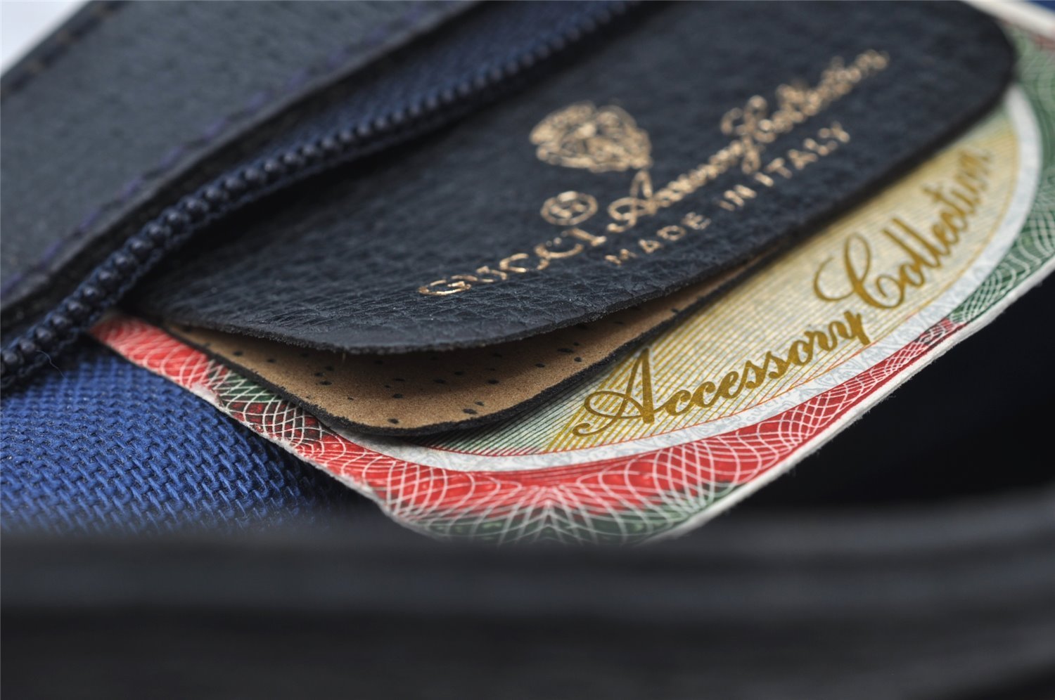 Authentic GUCCI Vintage Pouch Purse GG PVC Leather Navy Blue 9922I