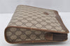 Authentic GUCCI Vintage Clutch Hand Bag Purse GG PVC Leather Brown 9923I