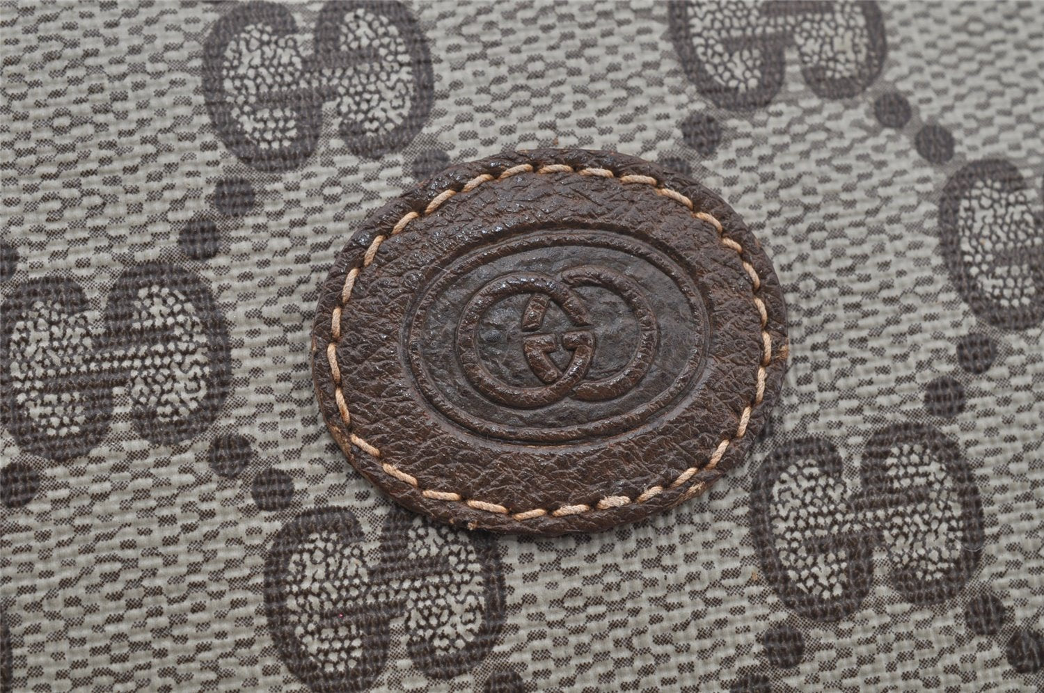 Authentic GUCCI Vintage Clutch Hand Bag Purse GG PVC Leather Brown 9923I