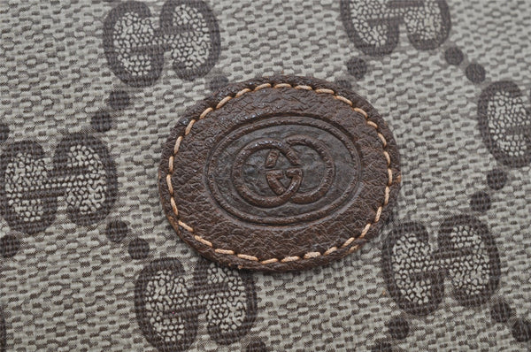 Authentic GUCCI Vintage Clutch Hand Bag Purse GG PVC Leather Brown 9923I