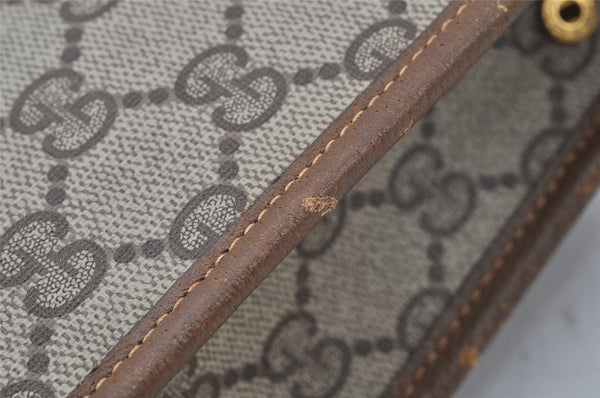 Authentic GUCCI Vintage Clutch Hand Bag Purse GG PVC Leather Brown 9923I