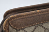 Authentic GUCCI Vintage Clutch Hand Bag Purse GG PVC Leather Brown 9923I
