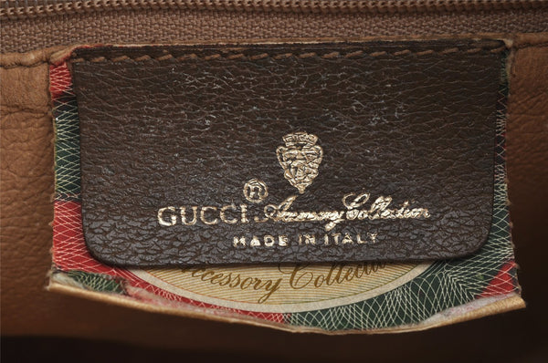 Authentic GUCCI Vintage Clutch Hand Bag Purse GG PVC Leather Brown 9923I