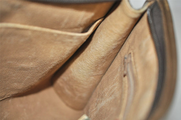 Authentic GUCCI Vintage Clutch Hand Bag Purse GG PVC Leather Brown 9923I