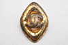 Authentic CHANEL Vintage Clip-On Earrings CoCo Mark Gold Plated 9923J