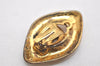 Authentic CHANEL Vintage Clip-On Earrings CoCo Mark Gold Plated 9923J