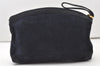 Authentic GUCCI Vintage Clutch Hand Bag Purse Punching Suede Leather Navy 9924I