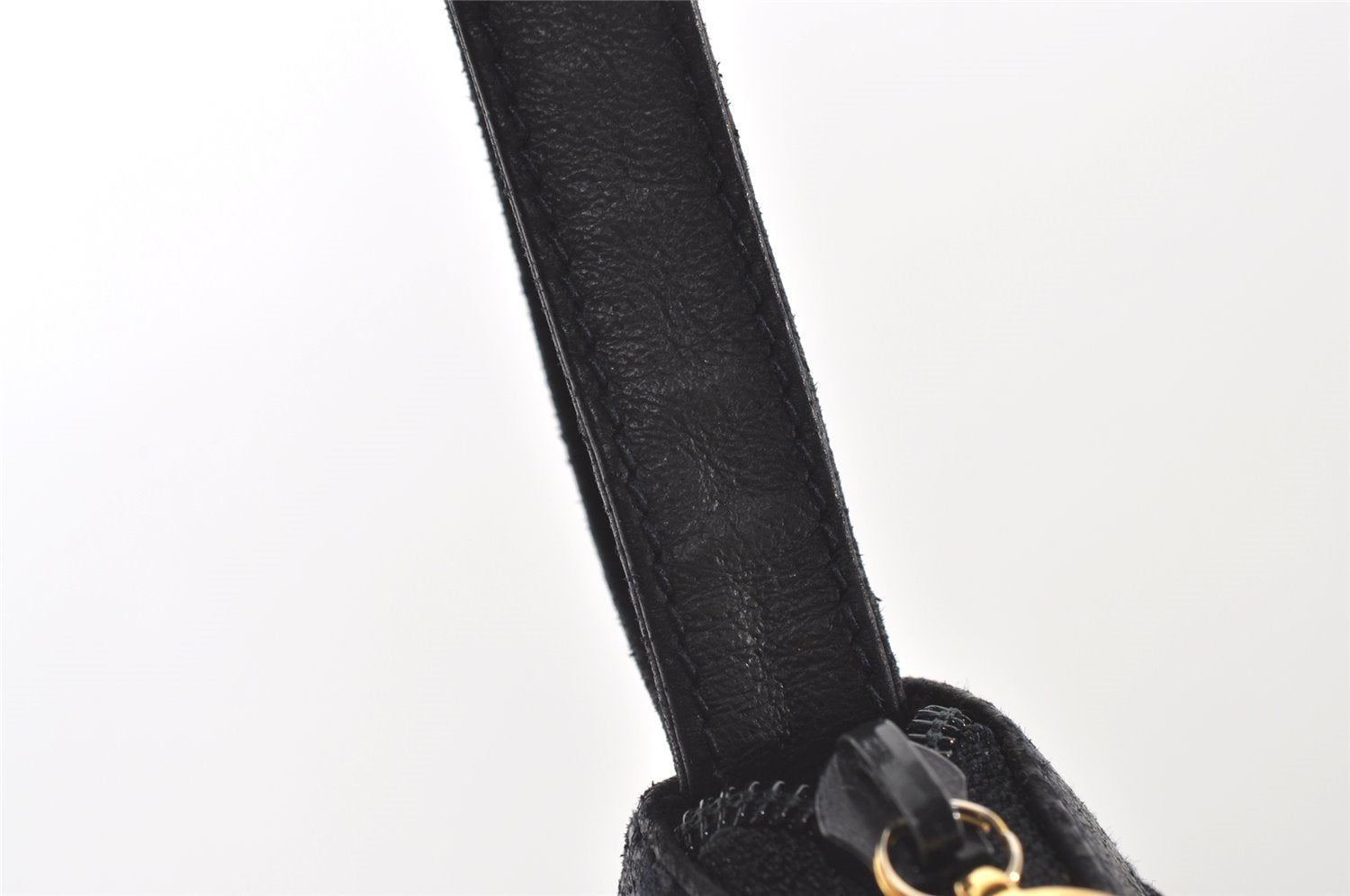 Authentic GUCCI Vintage Clutch Hand Bag Purse Punching Suede Leather Navy 9924I