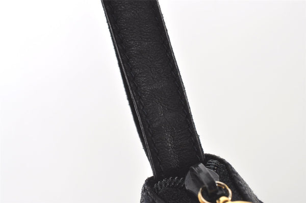 Authentic GUCCI Vintage Clutch Hand Bag Purse Punching Suede Leather Navy 9924I