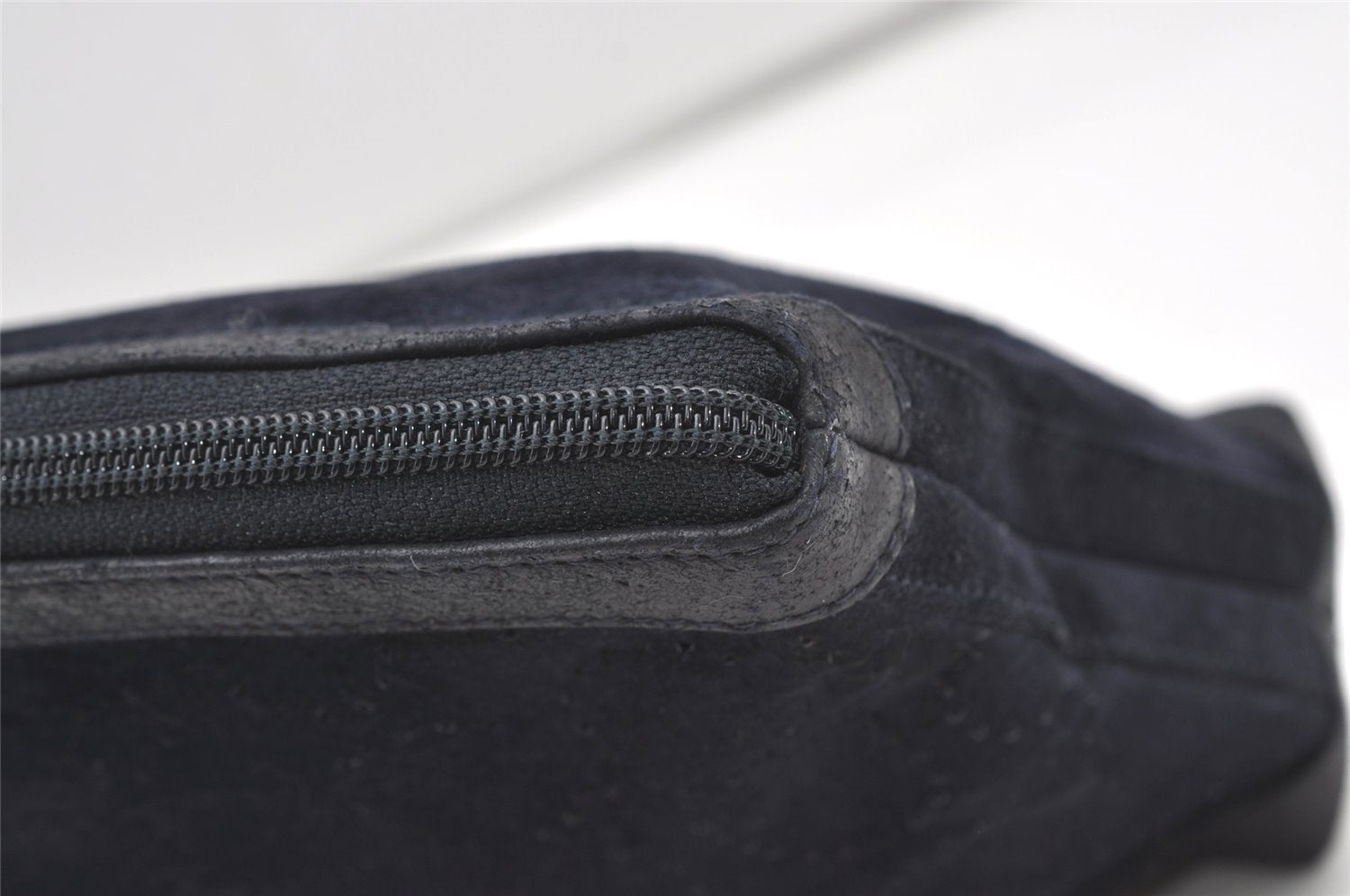 Authentic GUCCI Vintage Clutch Hand Bag Purse Punching Suede Leather Navy 9924I