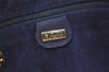 Authentic GUCCI Vintage Clutch Hand Bag Purse Punching Suede Leather Navy 9924I