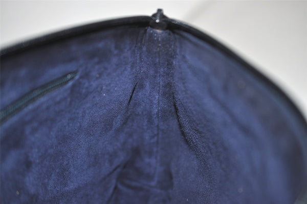 Authentic GUCCI Vintage Clutch Hand Bag Purse Punching Suede Leather Navy 9924I
