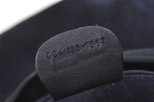 Authentic GUCCI Vintage Clutch Hand Bag Purse Punching Suede Leather Navy 9924I