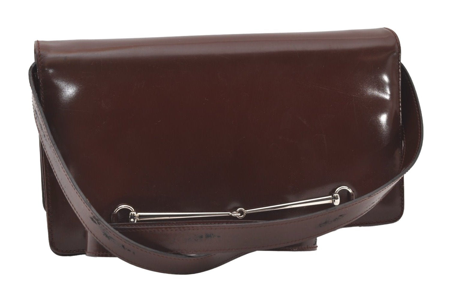 Authentic GUCCI Horsebit Shoulder Cross Body Bag Purse Leather Brown 9925I