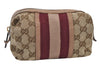 Authentic GUCCI Sherry Line Pouch Purse GG Canvas Leather 256636 Brown 9926I