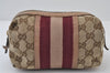 Authentic GUCCI Sherry Line Pouch Purse GG Canvas Leather 256636 Brown 9926I