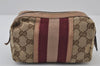 Authentic GUCCI Sherry Line Pouch Purse GG Canvas Leather 256636 Brown 9926I
