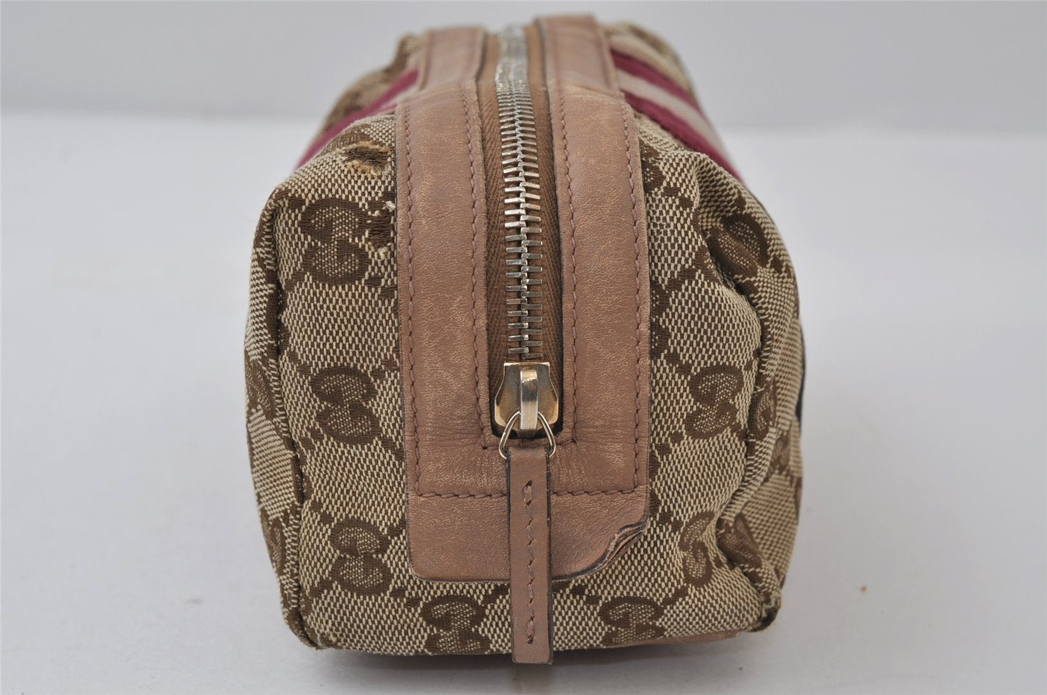 Authentic GUCCI Sherry Line Pouch Purse GG Canvas Leather 256636 Brown 9926I
