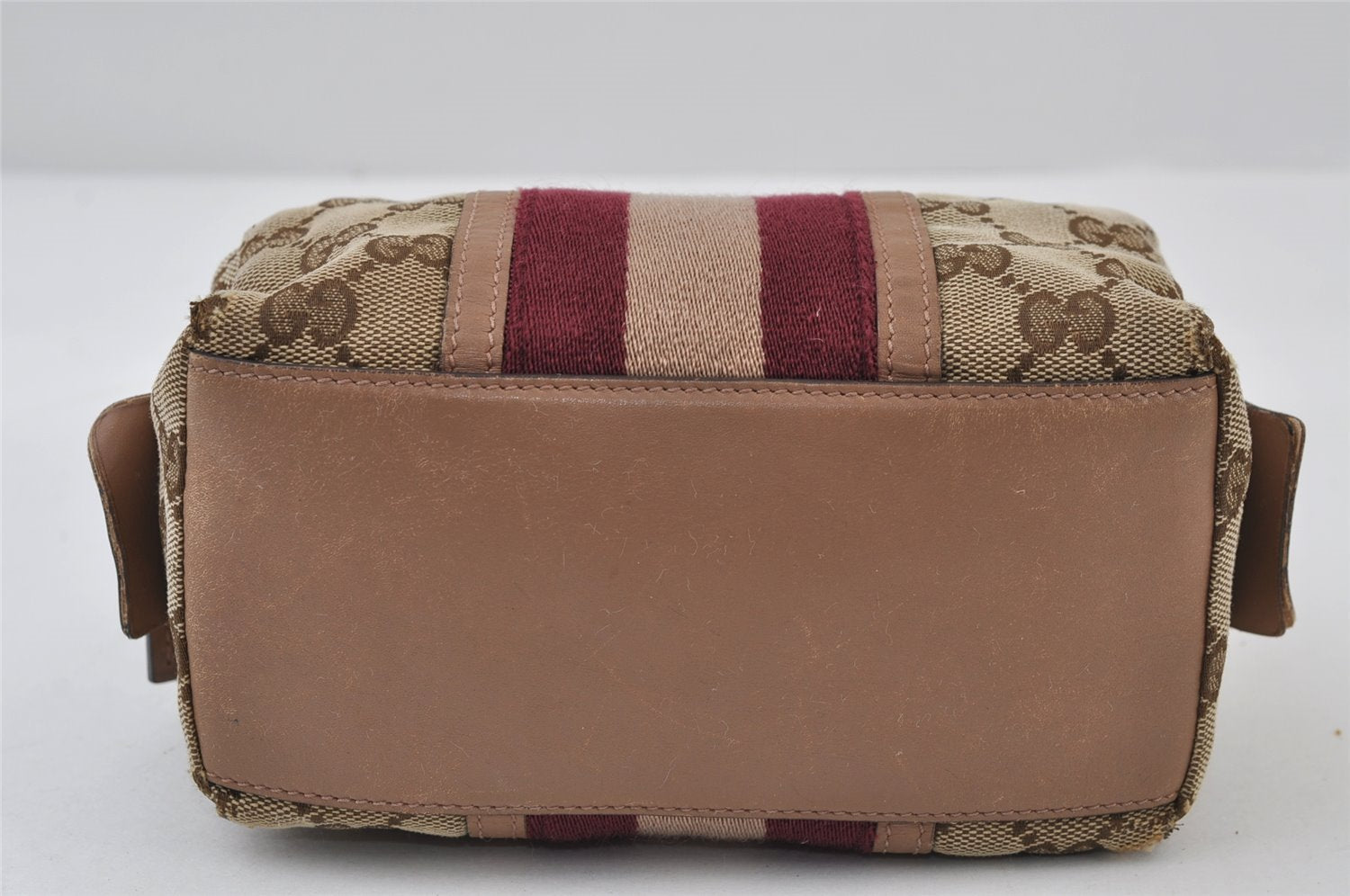 Authentic GUCCI Sherry Line Pouch Purse GG Canvas Leather 256636 Brown 9926I