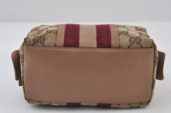 Authentic GUCCI Sherry Line Pouch Purse GG Canvas Leather 256636 Brown 9926I