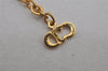 Authentic Christian Dior Gold Tone Chain Rhinestone Pendant Necklace CD 9926J