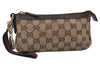 Authentic GUCCI Web Sherry Line Pouch Purse GG Canvas Leather 152507 Brown 9927I