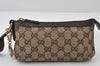 Authentic GUCCI Web Sherry Line Pouch Purse GG Canvas Leather 152507 Brown 9927I
