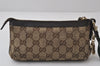 Authentic GUCCI Web Sherry Line Pouch Purse GG Canvas Leather 152507 Brown 9927I
