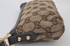Authentic GUCCI Web Sherry Line Pouch Purse GG Canvas Leather 152507 Brown 9927I
