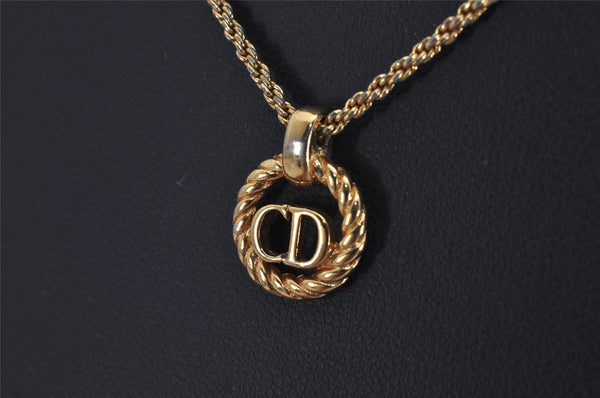 Authentic Christian Dior Gold Tone Chain Pendant Necklace CD 9928J